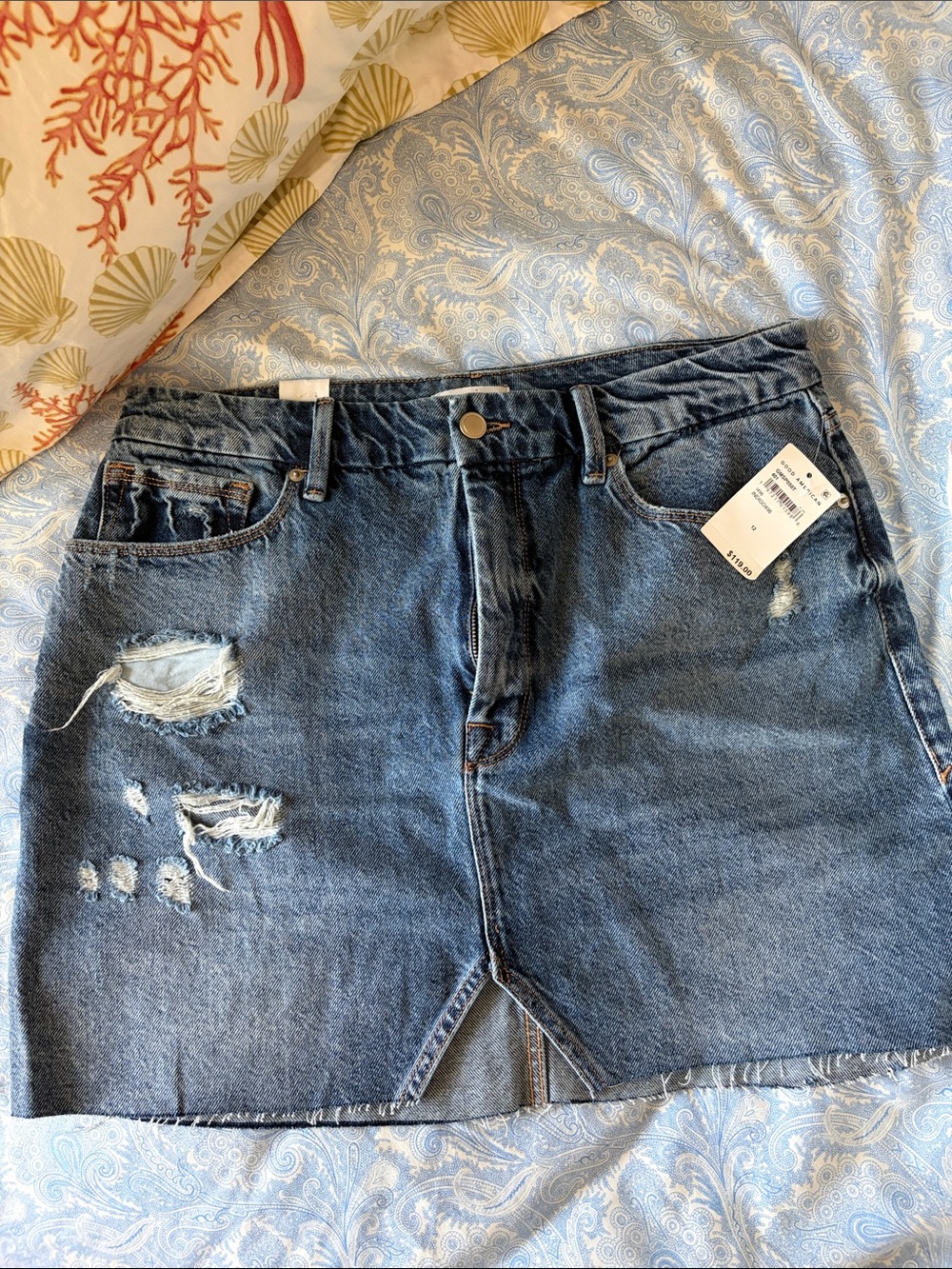 Good American Distressed Mini Skirt
